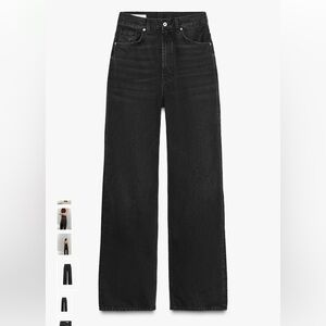 Zara high rise  wide leg straight jeans size 2 full length NWT black